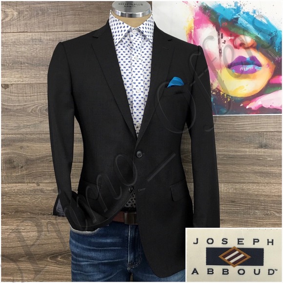 Joseph Abboud Mens Blazer Sport Coat Casual‎ Jacket Size 40L Slim Wool Gray Suit